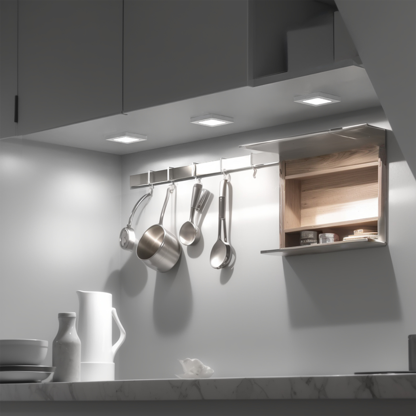 A112D LED Cabinet Light – Square Panel, Surface or Recessed Mount